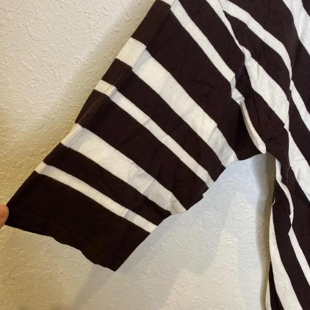 Chico’s Suki Side Tie Pullover Sweater Stripes 3/4 Sleeve Hem Tie EUC Sz XL - Picture 2 of 13